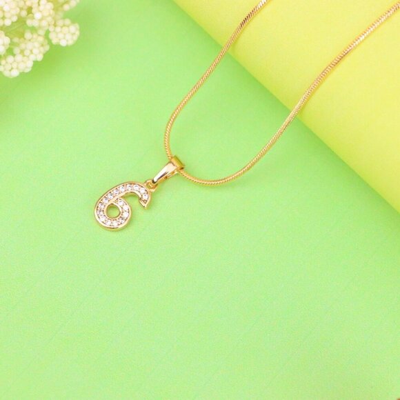 "Rose Gold Number 6 Pendant with Crystals – 18K Gold Plated Charm, XPPT1346 - Picture 11 of 13